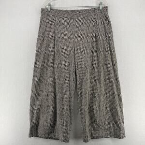 EILEEN FISHER Pants M Organic Cotton Bandhani Print Palazzo Wide Cropped Black